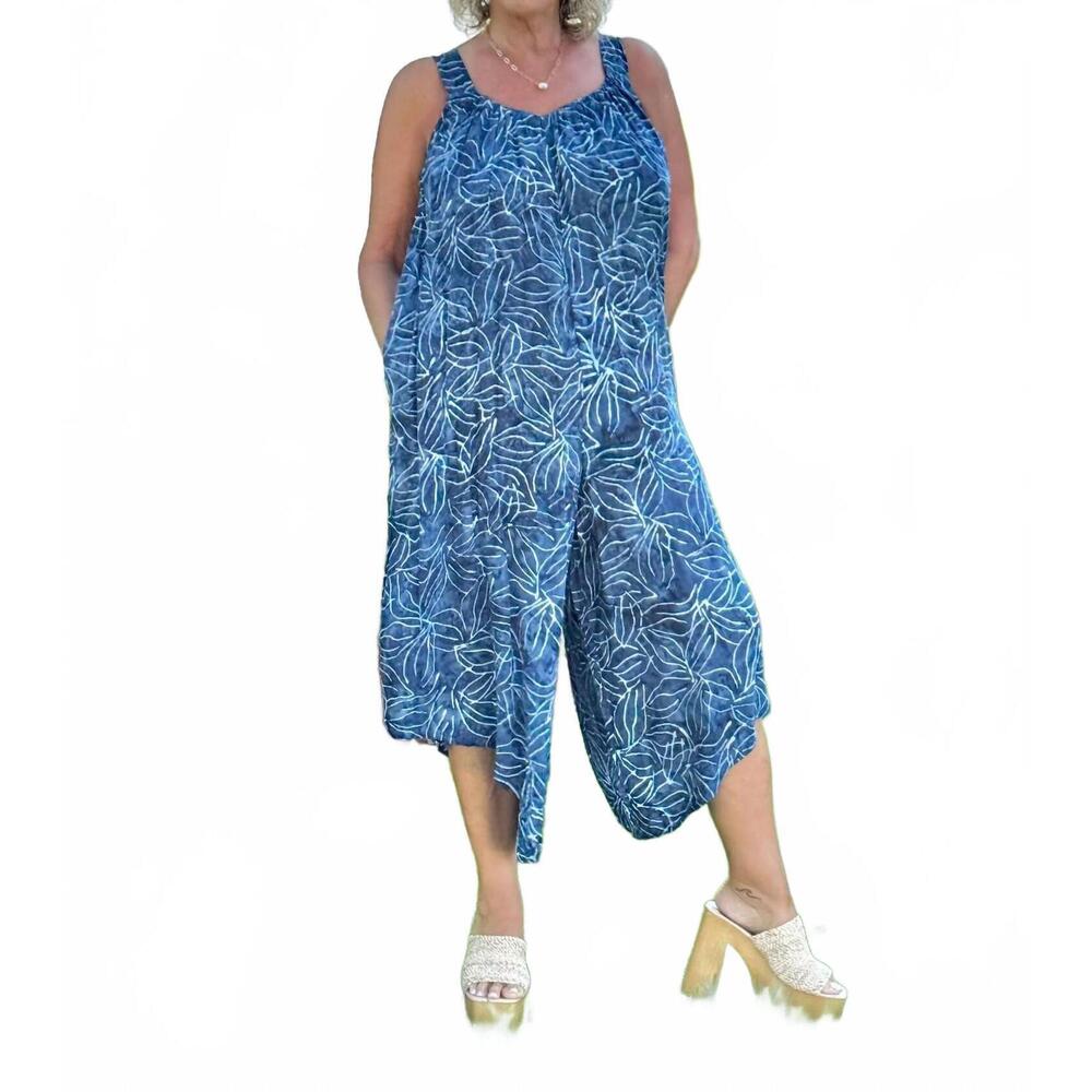 NEW SANTIKI jen romper in navy leaf